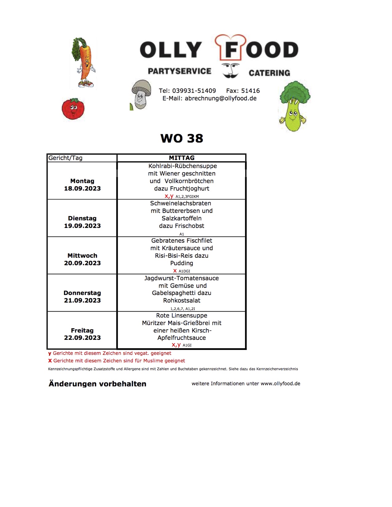Kinderspeieplan Woche 38