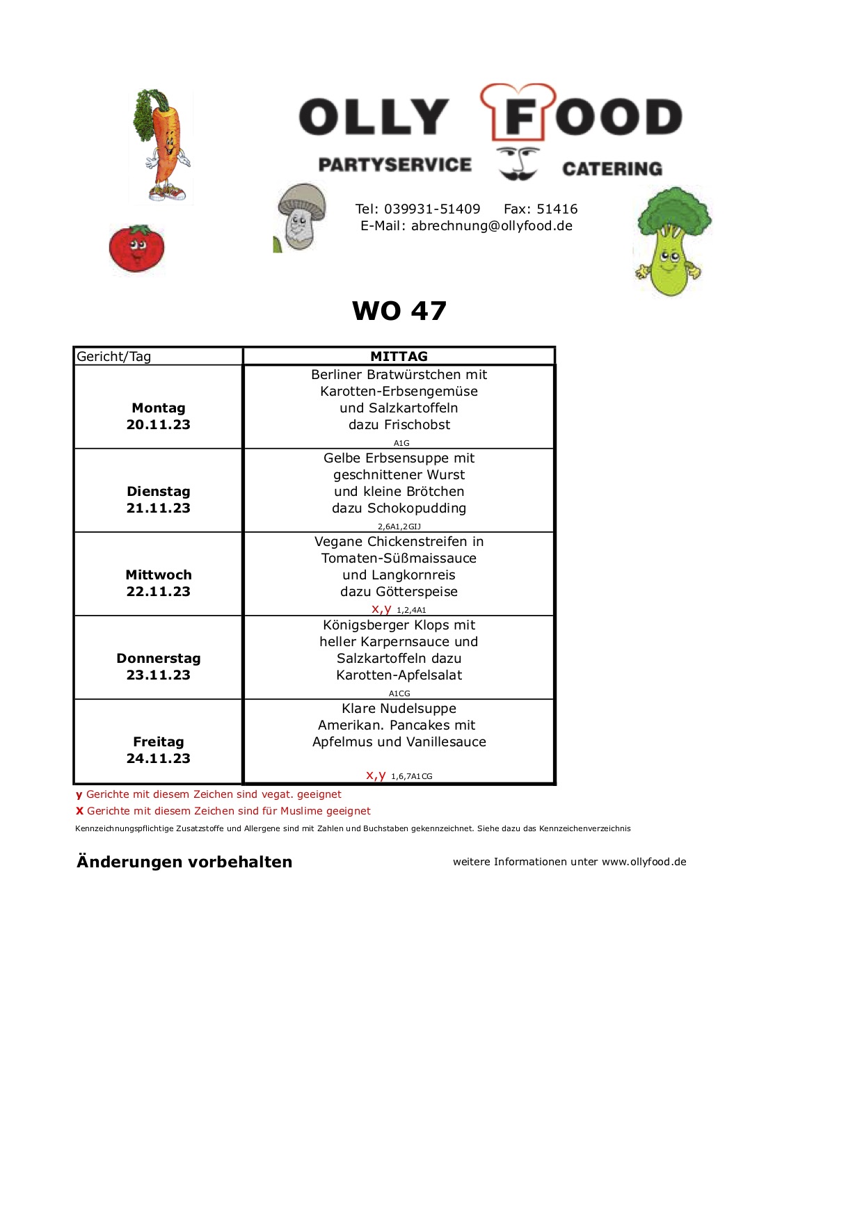 Kinderspeieplan Woche 47