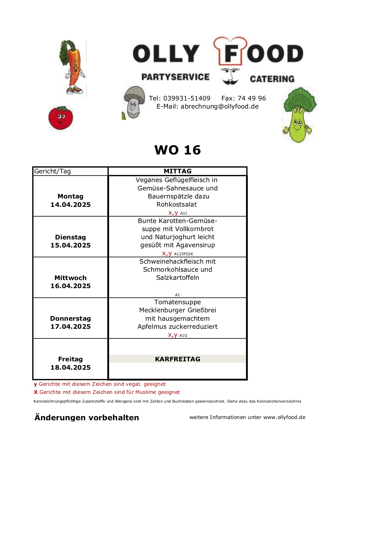 Kinderspeiseplan  Wo 16