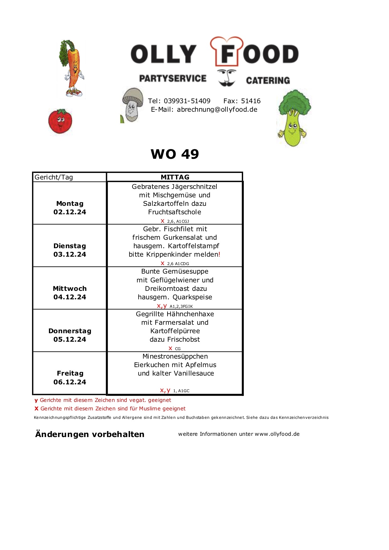 Kinderspeiseplan WO49