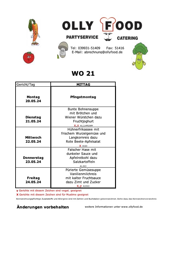 Kinderspeiseplan Woche 21