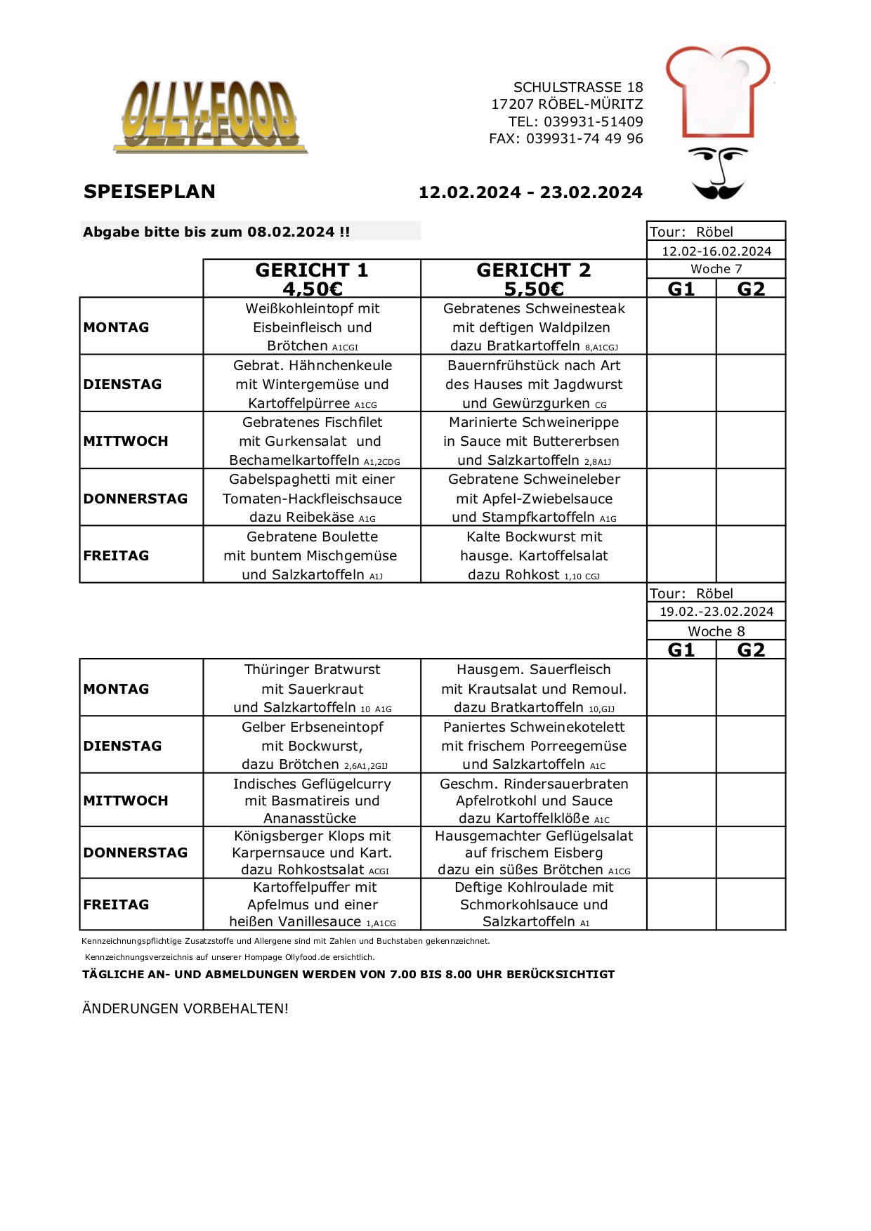 Speiseplan Erwachsen 12.02.-23.02.24